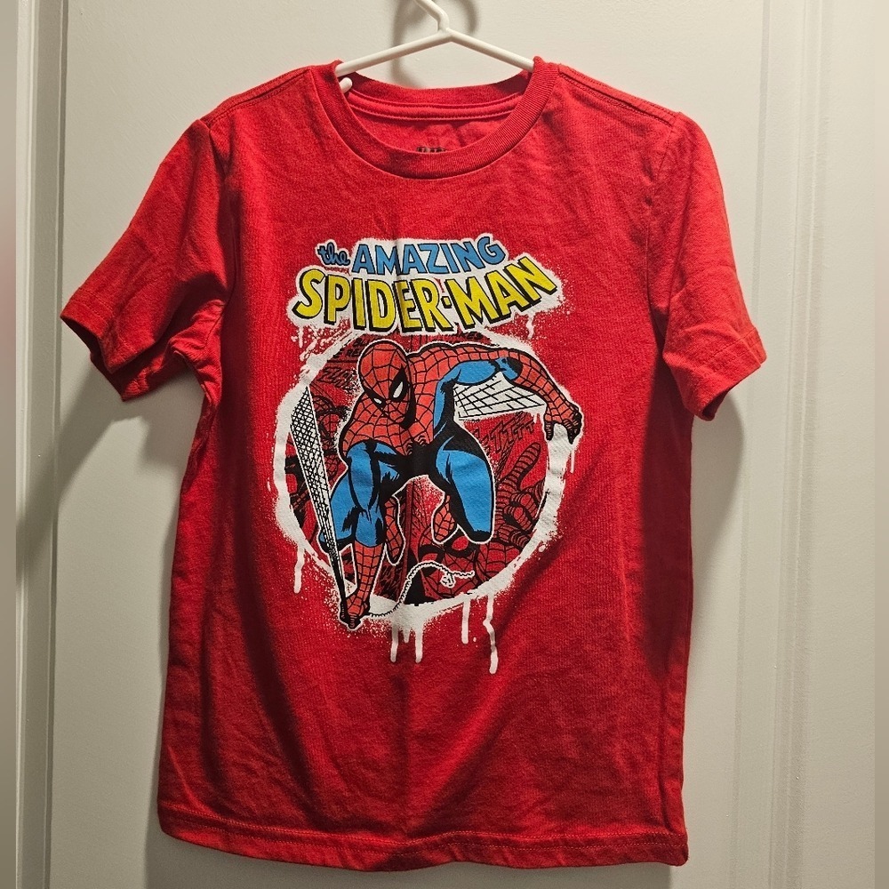 Kid's sz S 6/7 Marvel Amazing Spider-Man Red Graphic‎ T-Shirt Short Sleeve Tee